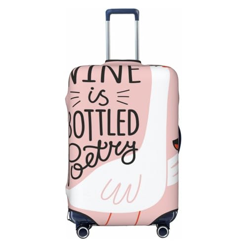 Goose Holding Wineglass With Red Wine For Travel Luggage Cover Suitcase Protector Fits 18-32 Inch Travel Luggage Protector Elastic Luggage Anti-Scratch Suitcase Cover