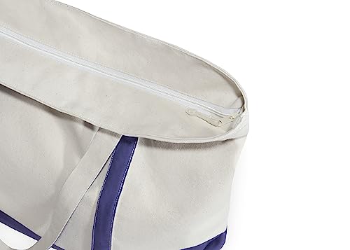 Image of Extra Large Heavy Duty Canvas Tote Bag - 22 Inches Wide, Zipper Top, Sturdy, Double Stitched, 100% Cotton, Reusable, Washable - Perfect for Picnic, Grocery, Beach, and Shopping Bag (Navy Blue)