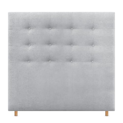 DHOME Cabecero Tapizado Capitoné Suelo de Tela Aqualine para Cama Matrimonio Cabezal Dormitorio (Gris Perla, 135cm)