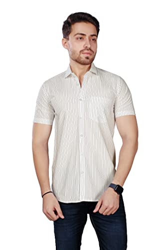 Image of BRUCEWANE Men's 100% Cotton Half Sleeve Shirt