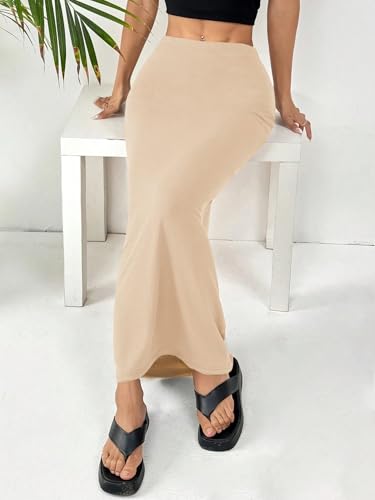 Women High Waist Knit Tight-Fit Knee-Length Casual Skirt Summer Skirt3