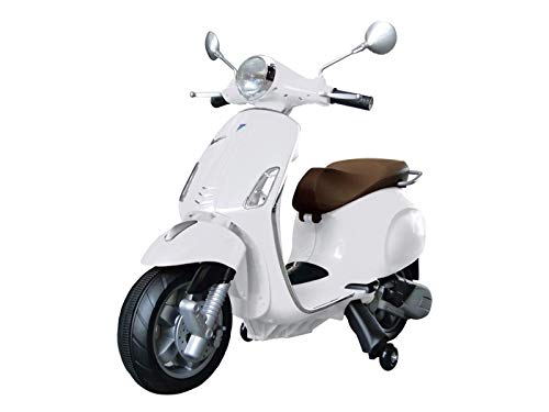 FINOOS Moto Scooter électrique pour Enfants Vespa Primavera 12V Licence Piaggio avec Musique (Blanc) Cover