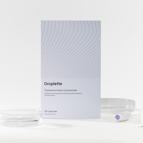 Droplette Patented Tranexamic Eraser Refill Serum Capsules - Skin Care to Even Complexion with Tranexamic Acid Arbutin & Niacinamide Reduce Dark Spots & Signs of UV Damage (30 Count)