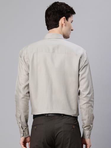 Image of Majestic Man Men's Solid Cotton Blend Textured Wrinkle-Resistant Slim Fit Easy Iron Formal Shirt