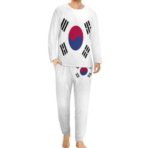 TAIZIYEAH Mens Pajamas Set Nicaragua Flag Nightwear Sleepwear Long Sleeve Top Bottom Warm Plus Size