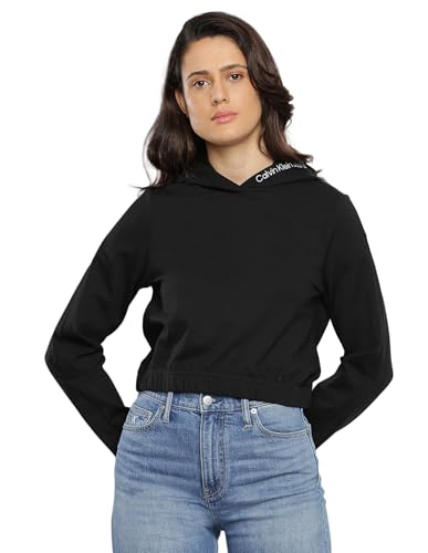 Calvin Klein Jeans Damen Hoodie Milano mit Kapuze, Schwarz (Ck Black), XXL