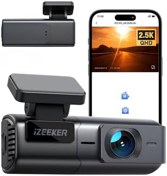 iZEEKER 2.5K Dashcam WiFi Dash Camera para Coches, Mini Cámara para Coche 1440P Front Dashcam con App, Visión Nocturna, WDR, G-Sensor, Grabación en Bu...