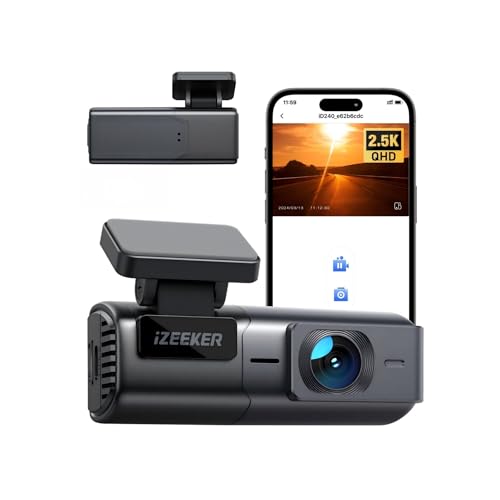 iZEEKER 2.5K Dashcam Voiture, Camera Voiture 1440P WiFi, Mini Dash Cam Avant avec App Contrôle, Vision Nocturne, WDR, Capteur G, Enregistrement en Boucle, Mode Parking 24H