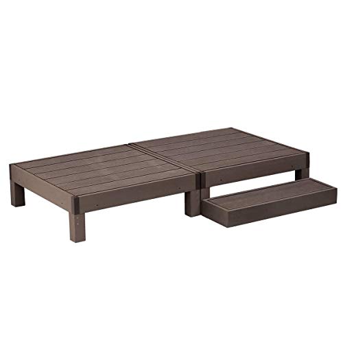 住まいスタイル 人工木ウッドデッキ ecofeel(エコフィール)2台 0.5坪 ステップセット ダークブラウン PWDE-2P-STP-DBR(SST) 人工木材 置くだけ キット 縁台