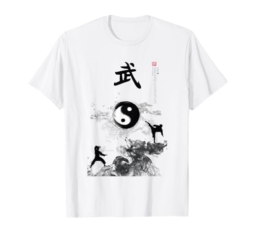 Calligraphie de montagne de Tai Chi / Silhouette Wushu T-Shirt