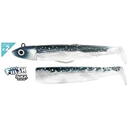 Señuelo Happy Ykr Fiiish Lures - Black Minnow Combo BM90 AZUL - Señuelo Blando de Vinilo para Pesca Spinning de Bass Lubina y otras especies - 1 Cabeza 10g Azul + 2 Cuerpos + 1 Anzuelo Nº2