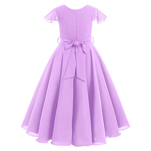 Flower Girl Chiffon A-line Dresses Wedding Junior Bridesmaid Party Princess Pageant Communion Maxi Gowns with Belt3