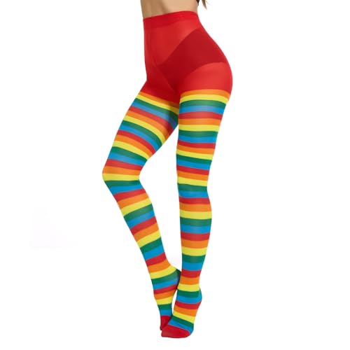Image of American Trends Striped Tights for Women Witch Tights Halloween Costume Stretchy Pantyhose Stockings