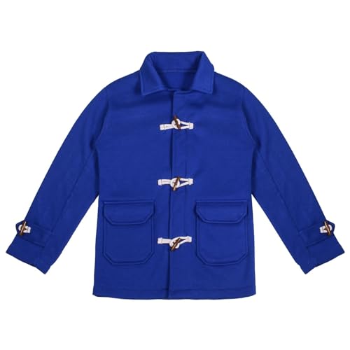 Girls Boys Royal Duffle Fleece Coat Stylish Utility Pockets Long Sleeves Thick Jacket Age 5-13 Years2