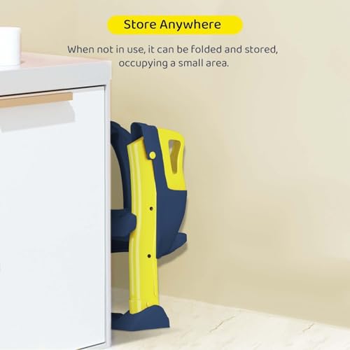 Image of StarAndDaisy Potty Training Seat - Potty Seat for Kids 1-5 Years /Ladder Baby Potty Seat /Chair with Comfortable Soft Cushion, Anti-Skid Legs, Handles & Splash Guard -Dark Blue