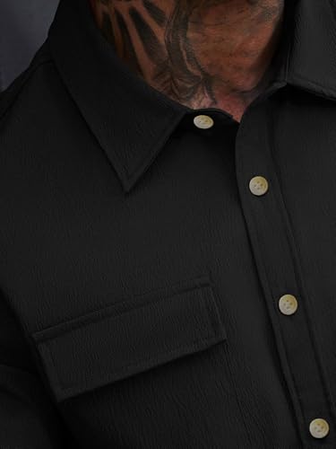 Image of GRECIILOOKS Shirt for Man | Classic Summer Shirt for Man | Men's Regular Fit Soft Cotton Blend Casual Shirts with Button Closure