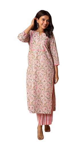 Image of FABNEX Kurta Set for Women | Women Kurta Pant Set |Cotton Blend Regular Women Kurti with Dupatta (Mix Kurta Set 2)