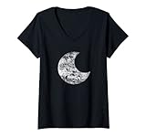 Photo Gallery donna crescent moon distressed look vintage maglietta con collo a v Photo Gallery donna crescent moon distressed look vintage maglietta con collo a v
