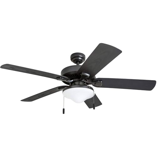 Honeywell Ceiling Fans Belmar 52 Inch Ceiling Fan With Light, Indoor/Outdoor Ceiling Fan with Pull Chain, LED Tri-Mount 5 Blade Design, ETL Damp Rated, Bronze (50512-01)
