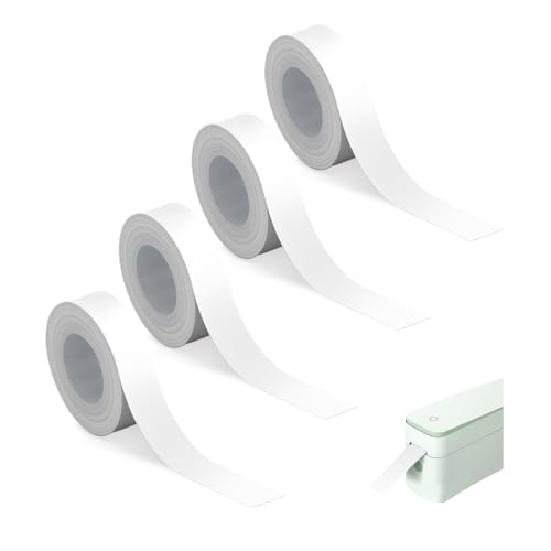 YZROHYI 4-Rollen Selbstklebend-Thermo Etikettenband 15mm x 4m Wasserfeste Etikettendruckpapier Thermal Label Tape Weiß Haus- und Bürotrockenreplik