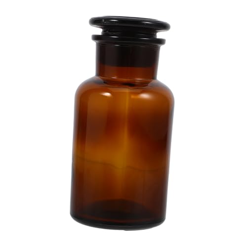 Luxshiny Botella de reactivo gorras colector de tapas de botellas mini tarro de medicina vasos de pintura para pintar botella de aceite de viaje laboratorio redondo Vidrio Marrón
