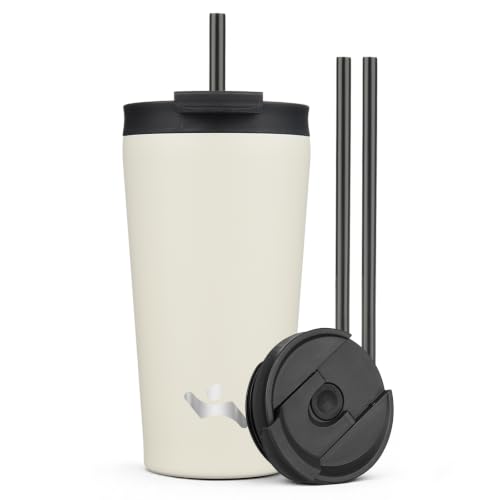 Image of Konokyo 18 oz Insulated Tumbler Water Bottle with Straw Lid, Angel White