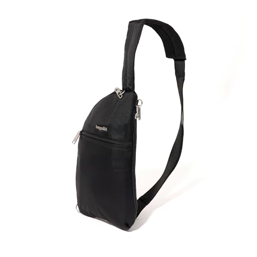Baggallini Securtex Anti-Theft Half Moon Sling 8"x13" Crossbody Bags W/RFID, Cut-Resistant Strap, Locking Zippers3