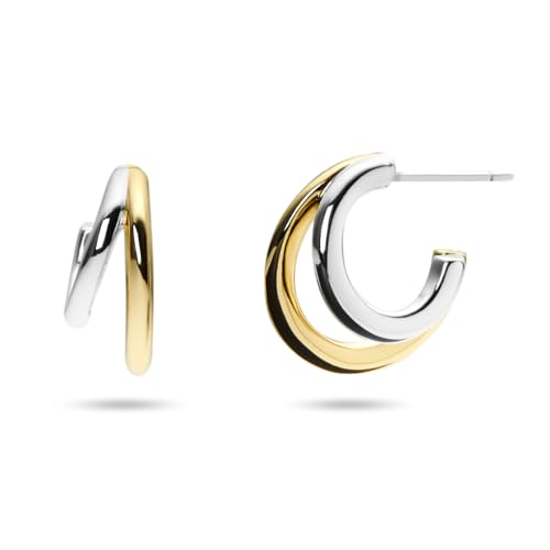Ana Luisa Double Hoop Earrings for Women - 14K Gold Plated & Silver Rhodium Huggie Hoops - Hypoallergenic Water-Resistant Tarnish-Free Small Dainty & Trendy Two Hoop Earring Styles for Daily Wear