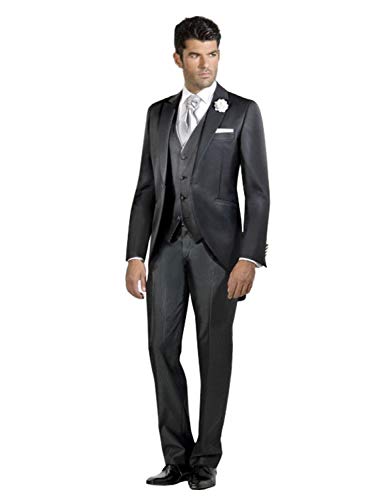 Tuxedos Homme Noir Brillant Costume Slim Fit pour Silhouette Élancée