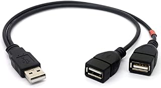 Maxhood USB 2.0 1 to 2 Y Splitter Cable, USB Power Splitter Type A Male to Double USB 2.0 Female Jack Sync Data Charging Cable Cord 30CM/ 1ft (One Side Only for Charging) (1M/2FM)