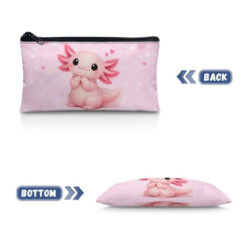 Image of Pink Axolotl Pencil Case for Girls Students Pen Organizer with Smooth Zipper Big Capacity School Pencil Box for Preschool Toddlers Pen Pouch Easy to Clean