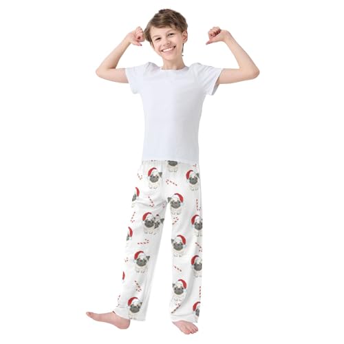 Boys' Pants Animal Christmas Pugs Puppies Dog Long Bottoms Jogger Pants Elastic Waist Trousers with Pockets S-XL2