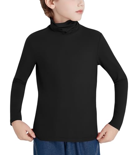 Dreammonkey Boys Turtleneck Long Sleeve Shirt Thermal Turtle Neck Soft Stretch Base Layer Tee for Kids（4T-16Y）