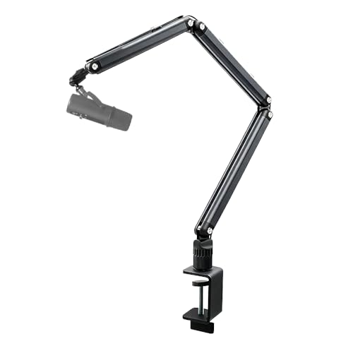 JetWave マイクブームアーム マイクスタンド アルミ製 耐荷重1.8KG 角度調節 八つ可動関節 折りたたみ式 省スペース設計 ケーブルガイド マイククリップ付属 コンデンサーマイク用 配信/収録/生放送実況対応
