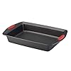 Rachael Ray Yum o Nonstick Baking Pan With Grips Nonstick Cake Pan with Grips Rectangle 9 Inch x 13 Inch Gray with Red Grips