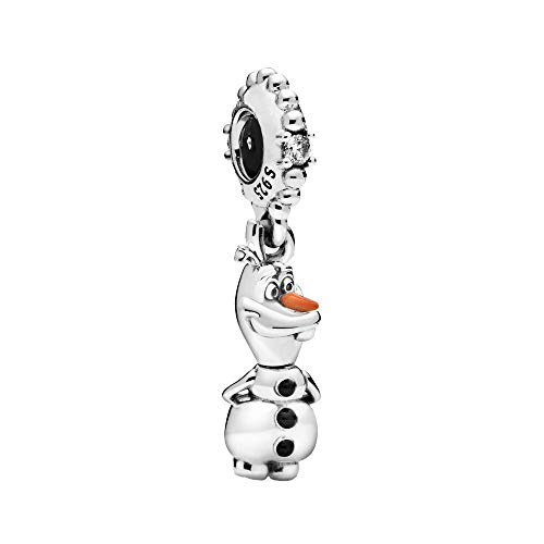 Snowman Olaf Dangle Charm 925 Sterling Silver Crystal Bead fit European Bracelet Necklace