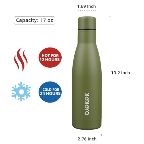 Image of BJPKPK 17oz Skinny Insulated Water Bottle, Stainless Steel Flask
