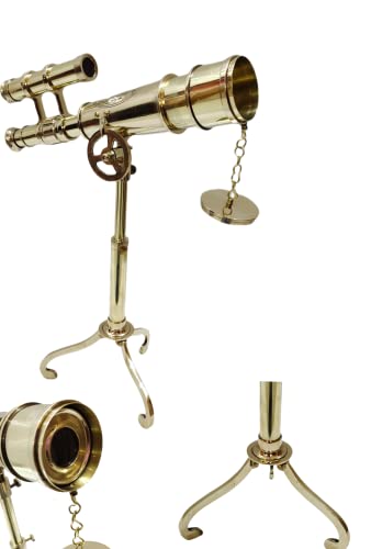 A Vintage Table Decorative Shiny Brass Tube Telescope with Antique Brass Tripod High Magnification Sailor Article