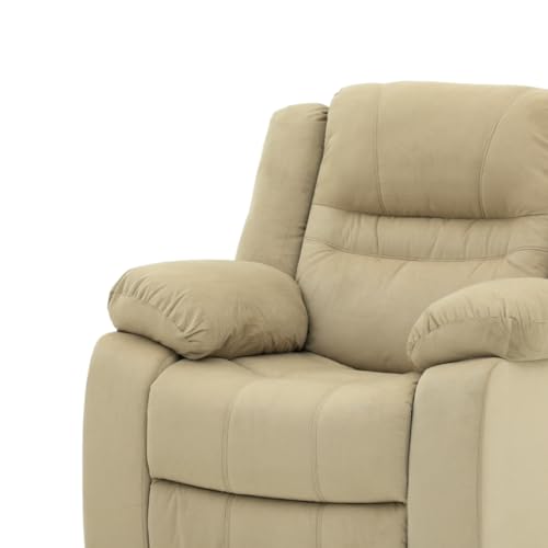 Image of Royaloak Melaka Malaysian Fabric Recliner Single Seater | Tufted Design with High-Density Foam & Plush Armrest | Smooth Manual Reclining Chair with Sturdy Metal Base & Pocket Springs Support