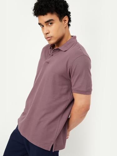 Image of Max Mens Cotton Blend Regular Fit Half Sleeves Solid Polo T-Shirt