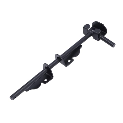 12 Inch Heavy Duty Cane Bolt, Black Steel Drop Rod Gate Latch for Wooden Fence Gates Doors and Security Applications