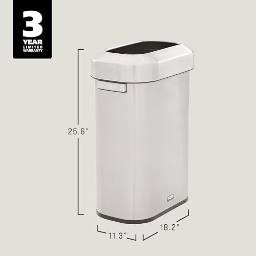 Image of Rubbermaid Commercial Products Refine Decorative Container, 15 Gallon, Slim Stainless Steel Trash Can, Indoor for Hotel Lobbies /Conference Rooms /Washroom
