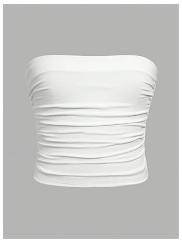 Floerns Girl's 2 Piece Strapless Tube Top Ruched Basic Sleeveless Undershirt3