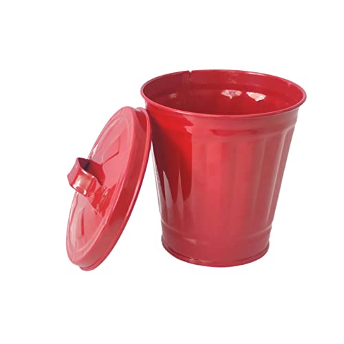 Image of Mini Trash can & Iron Garbage can Pencil Cup Holder 2pcs (Red)