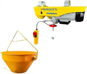 Guincho Talha Menegotti Elétrica 300/600 Kg com Balde 50L para Elevação de Materiais de Construção - 220v