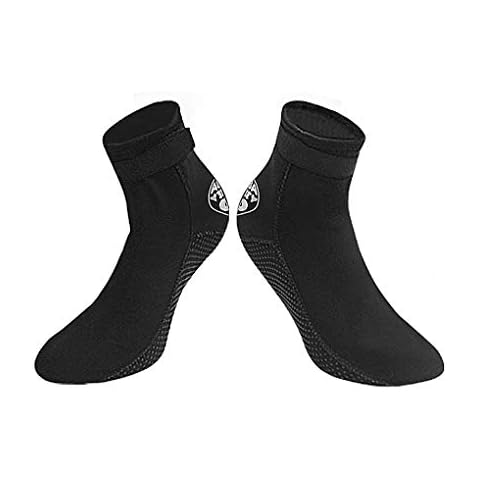 Black 3mm Diving Socks Non-Slip Water Shoes Quick Dry Sports Aqua Shoes Outdoor Waterproof Swim Shoes Snorkeling Beach Shoes Boots Anti-Leak Soft Dive Boots Stretchy Wetsuit Socks Surfing Sock Cover