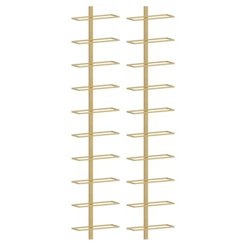 vidaXL Botellero de Pared para 10 Botellas 2 Unidades Metal Dorado
