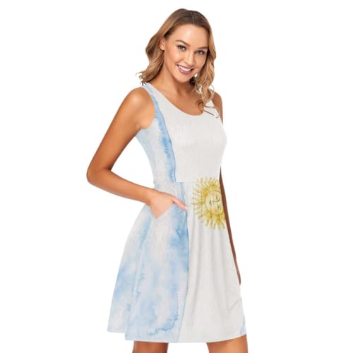 Robe argentine sans manches mini robe décontractée à motif