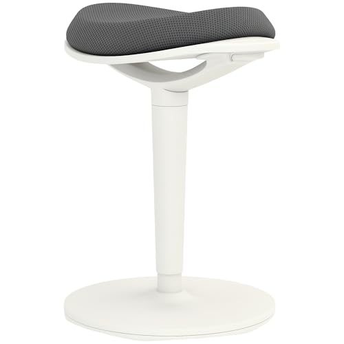 Image of HOMCOM Standing Desk Chair, Backless Wobble Chair, 22.2-28.1 Inches, Ergonomic Adjustable Active Learning Stool for Office Desks, with Rocking Motion, Padded, Grey