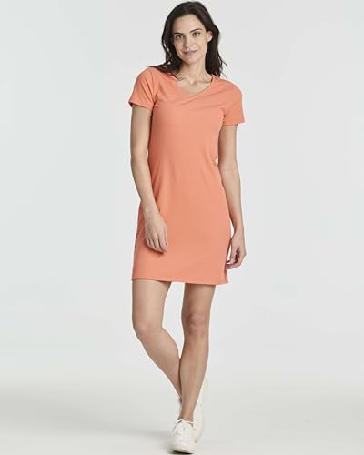 Image of Real Essentials 3 Pack: Women's Ribbed Knit Short-Sleeve V-Neck Swing T-Shirt Casual Dress (Available in Plus)